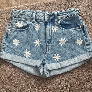 Floral Denim Mom Shorts